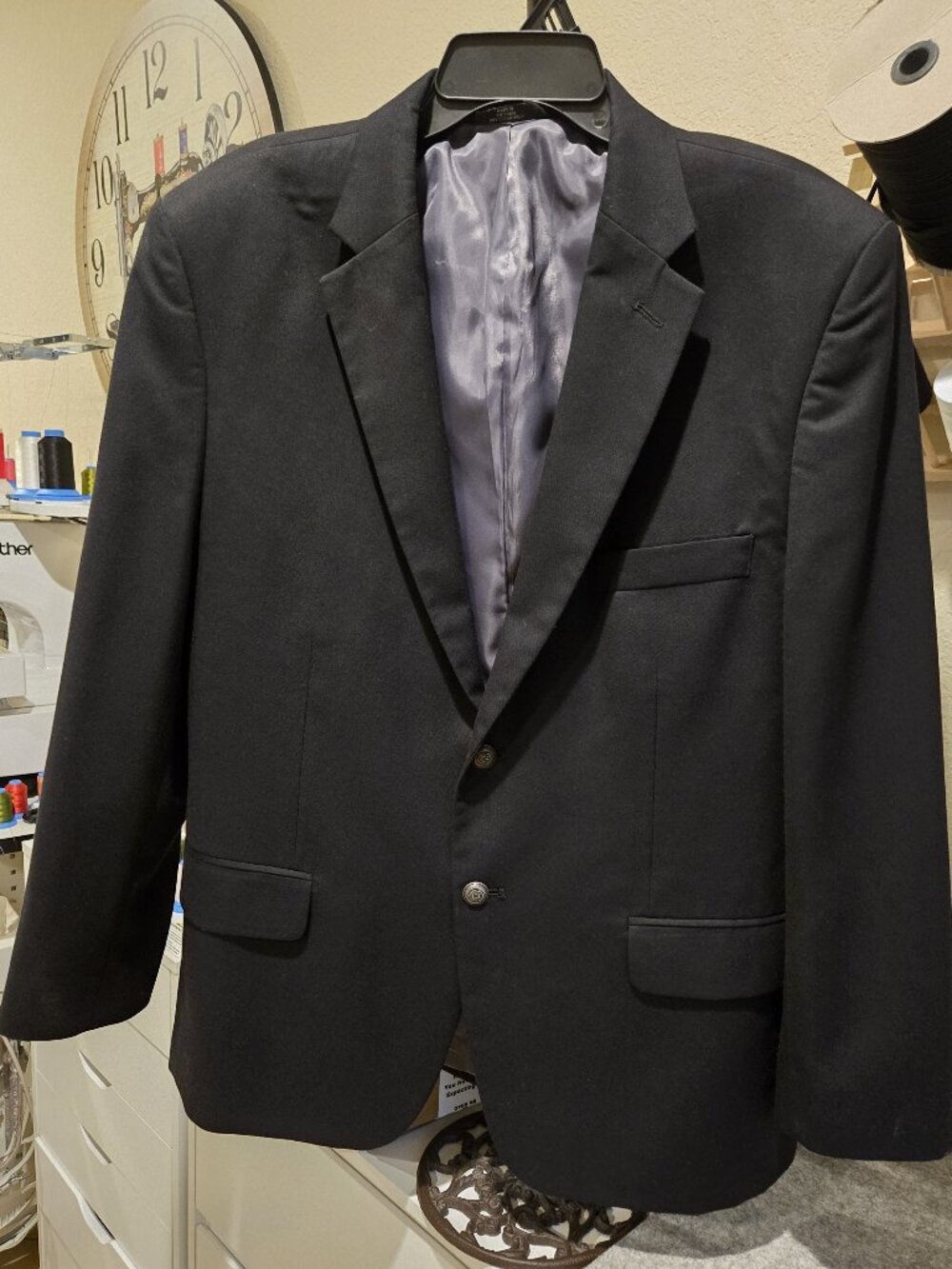 Hagger Men's Suit Black Two Button Blazer Suit jacket Sport Coat 44S
